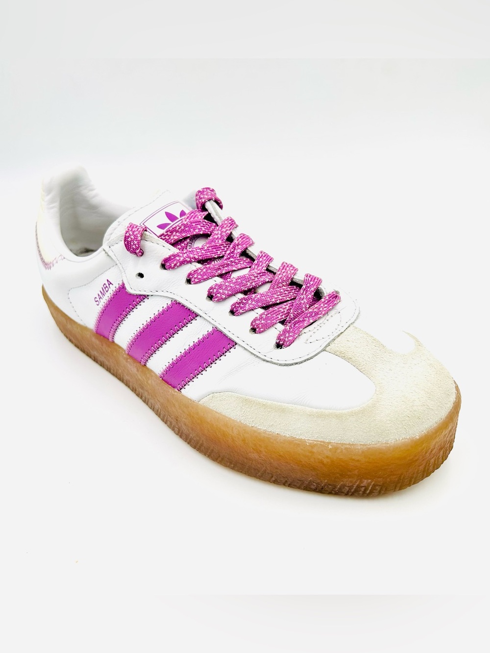 Adidas Sambae Women size 8.5 Preloved Purple White Gum Platform Sneakers IE9106